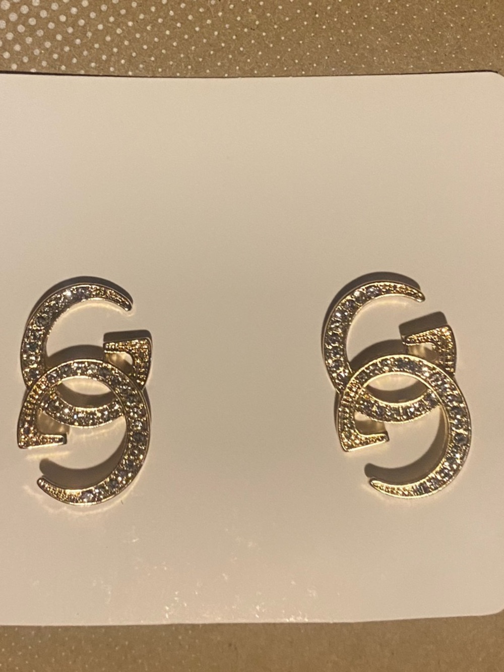 Gold Interlocking Stud Earrings - Picture 4 of 4